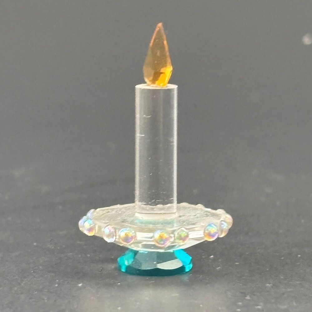 Crystal Holiday Christmas Candle Figurine Miniature Collectable Colorful
